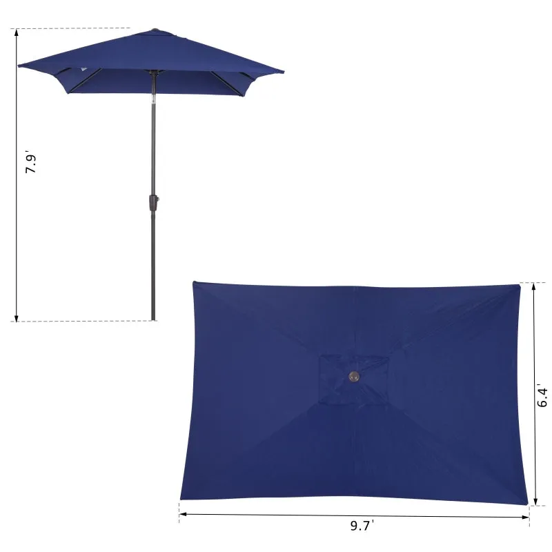 6.5x10ft Rectangle Tilt Patio Umbrella - Dark Blue