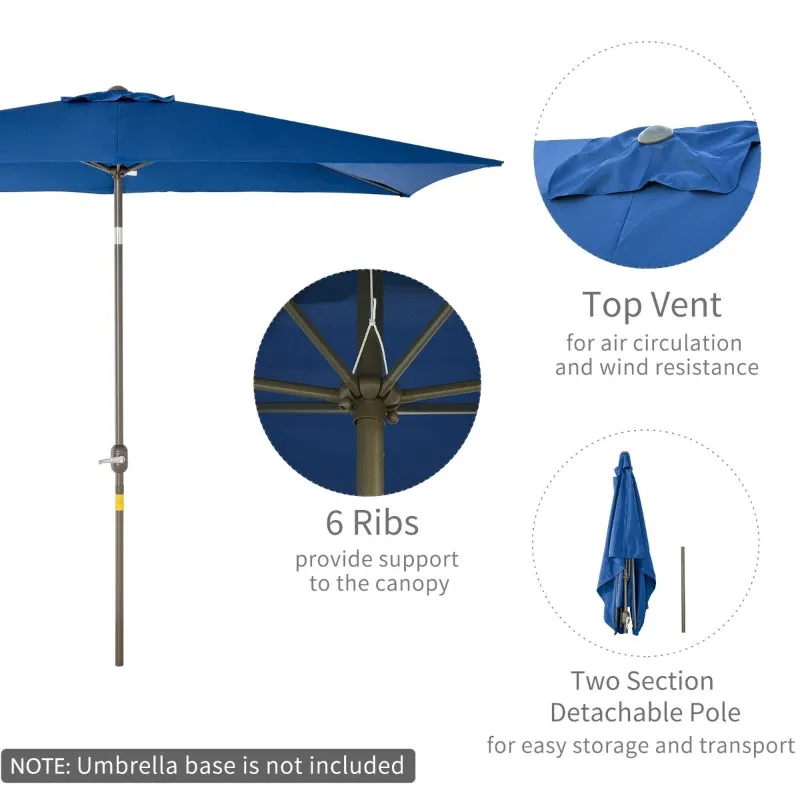 6.5x10ft Rectangle Tilt Patio Umbrella - Dark Blue