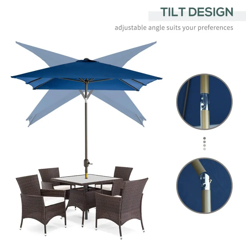 6.5x10ft Rectangle Tilt Patio Umbrella - Dark Blue