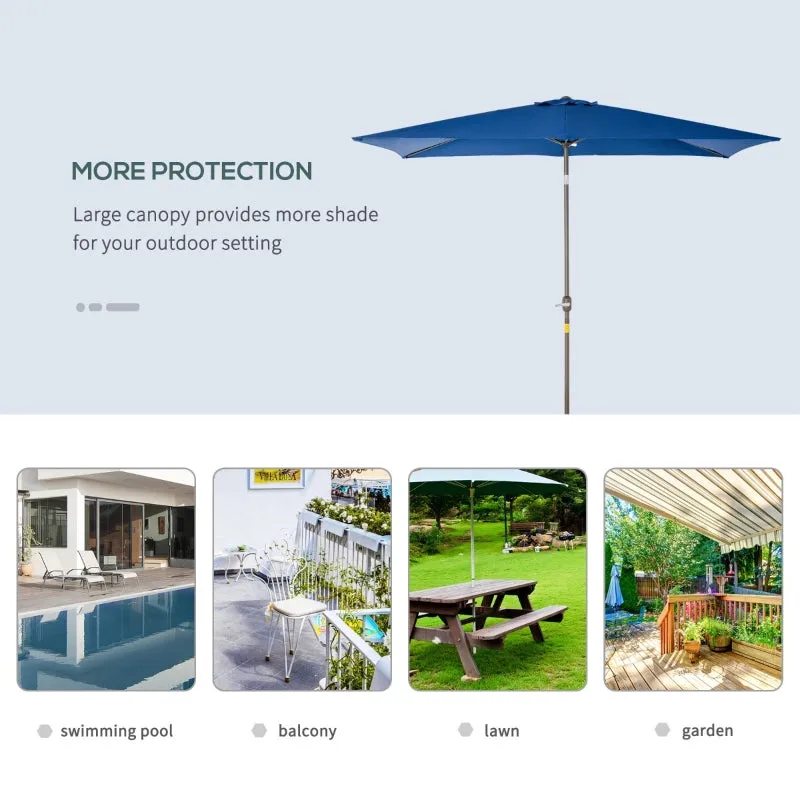 6.5x10ft Rectangle Tilt Patio Umbrella - Dark Blue