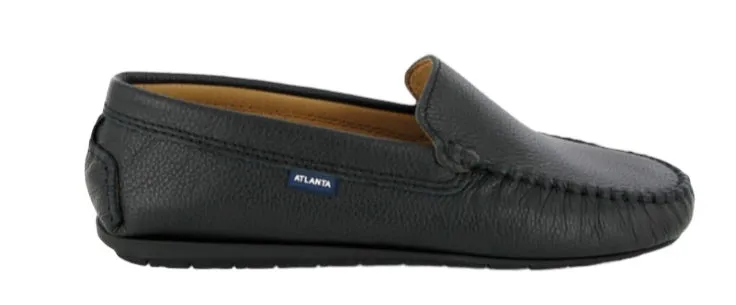 Altanta Moccasin Black Grainy Leather Loafer