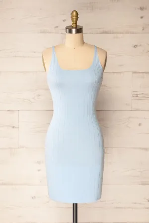 Antibes Blue | Short Ribbed Knit Dress