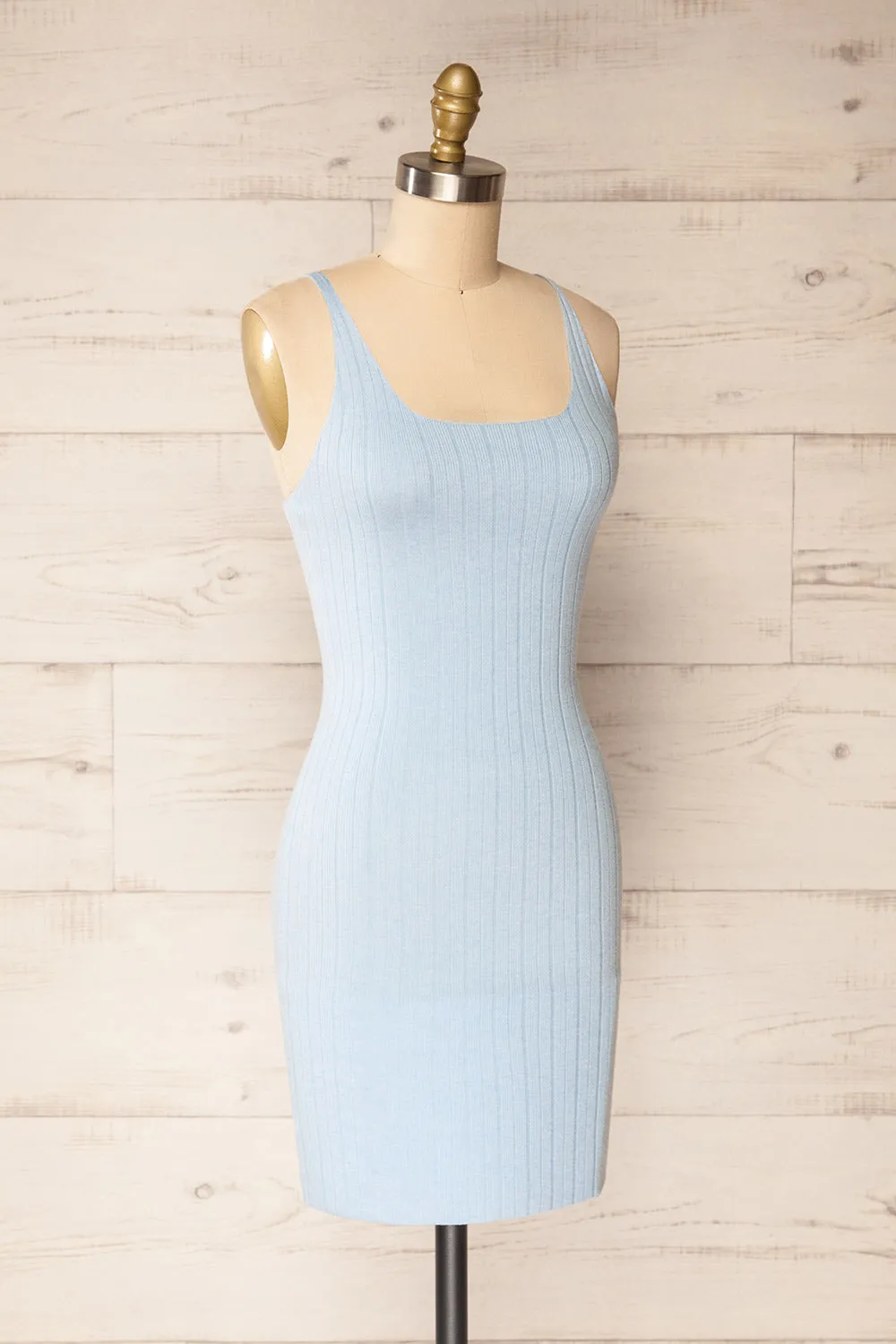 Antibes Blue | Short Ribbed Knit Dress