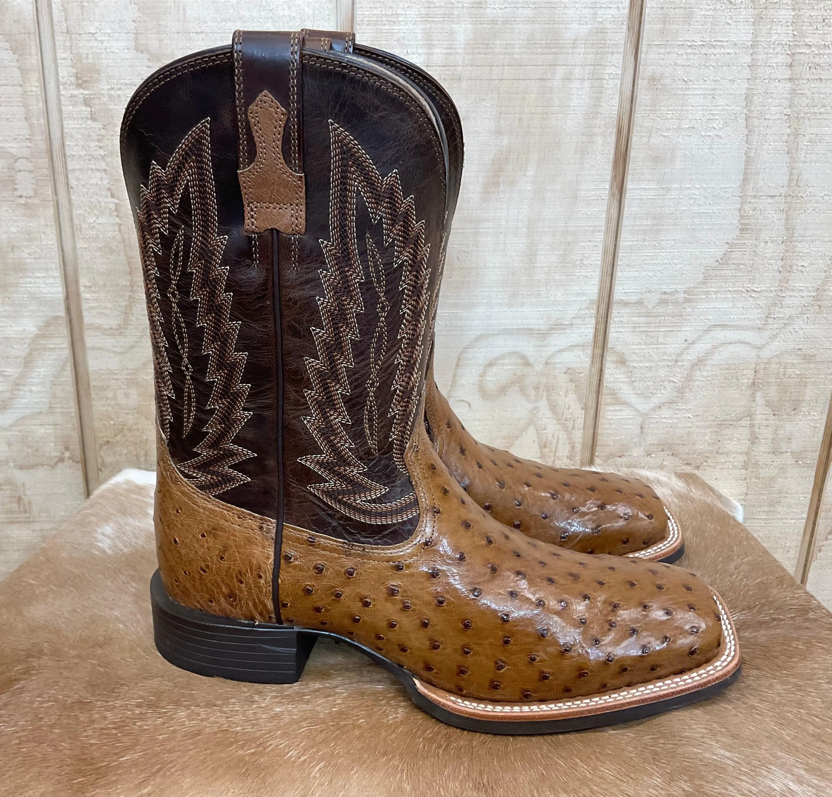 Ariat Men's Quantum Full Quill Ostrich Square Toe Cowboy Boots 10040281