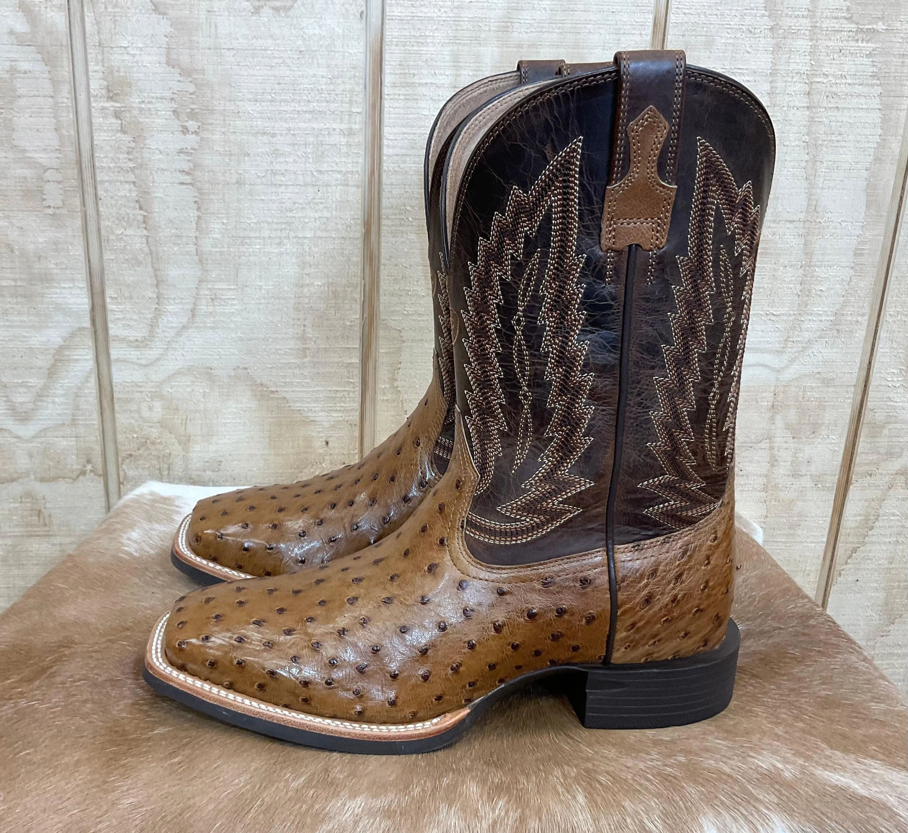 Ariat Men's Quantum Full Quill Ostrich Square Toe Cowboy Boots 10040281