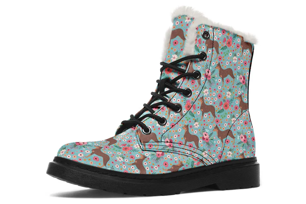 Australian Kelpie Flower Winter Boots