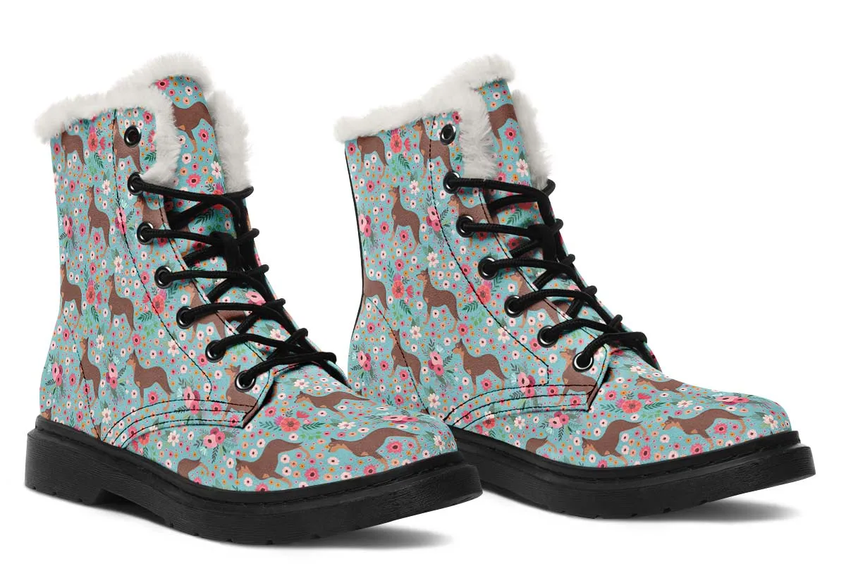 Australian Kelpie Flower Winter Boots