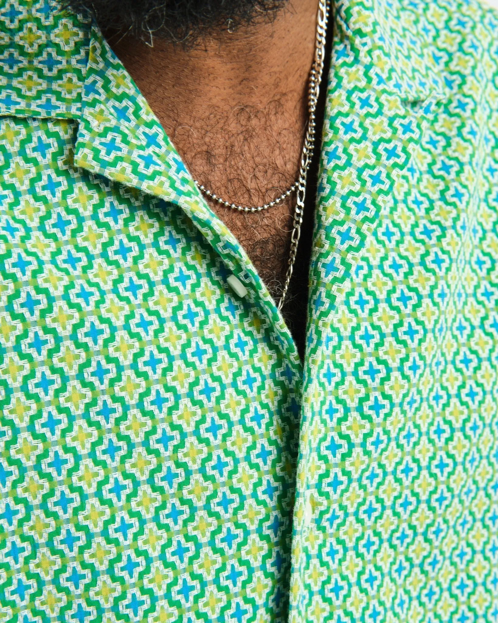 Beach Shirt Green Summer Ready Jaquard