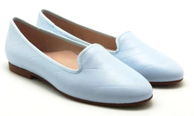 Beberlis Pale Blue Leather Classic Flats