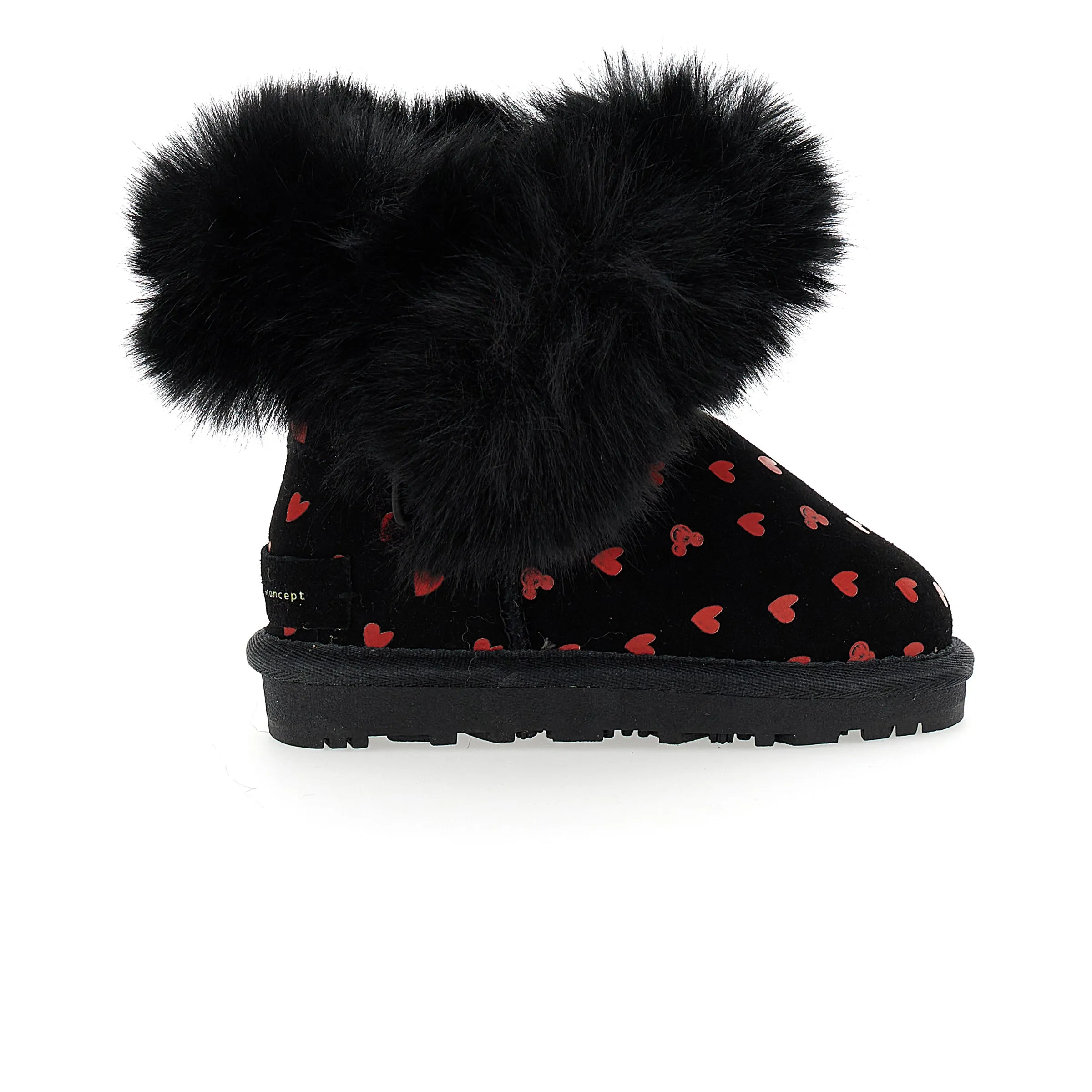 Black Heart Print Winter Boots