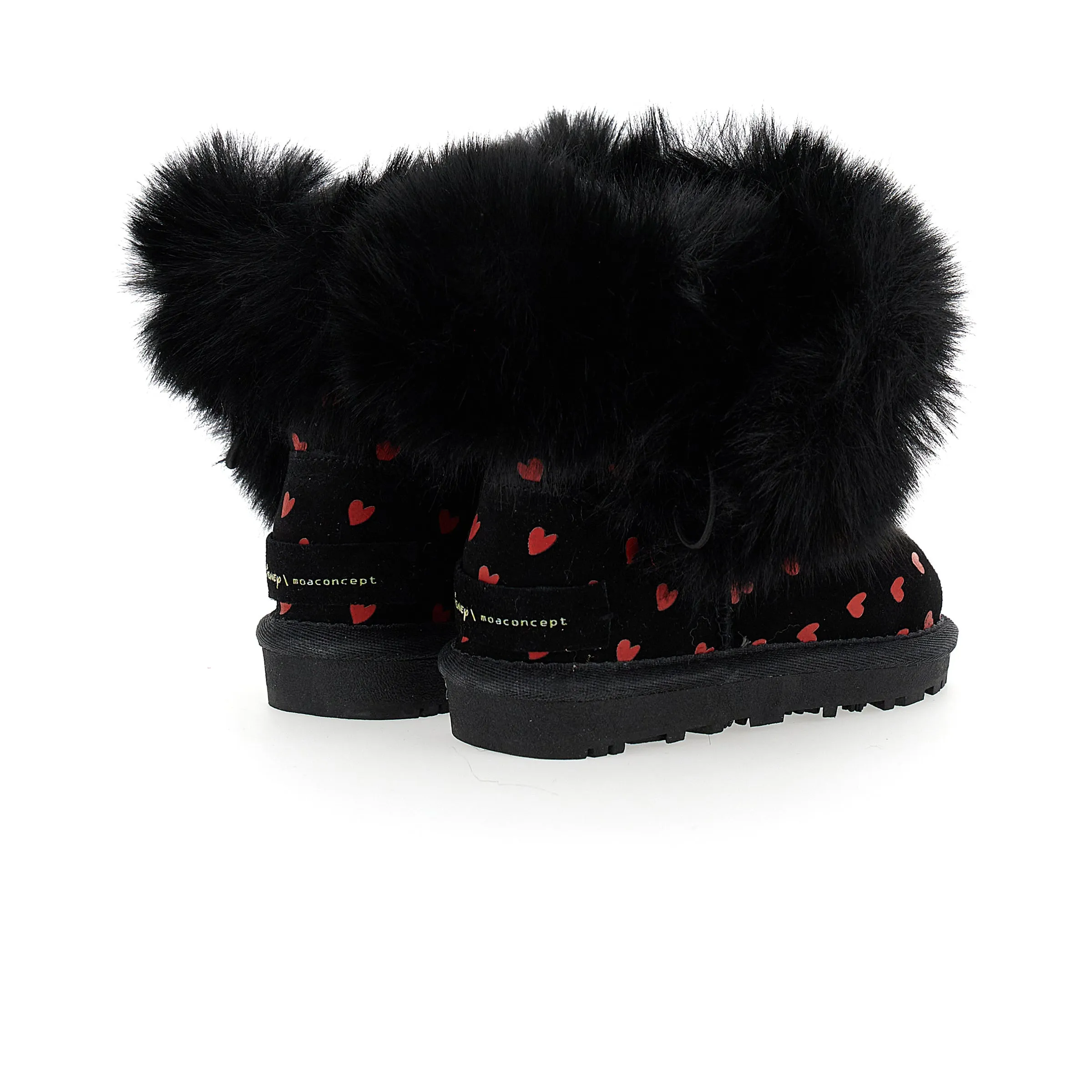 Black Heart Print Winter Boots