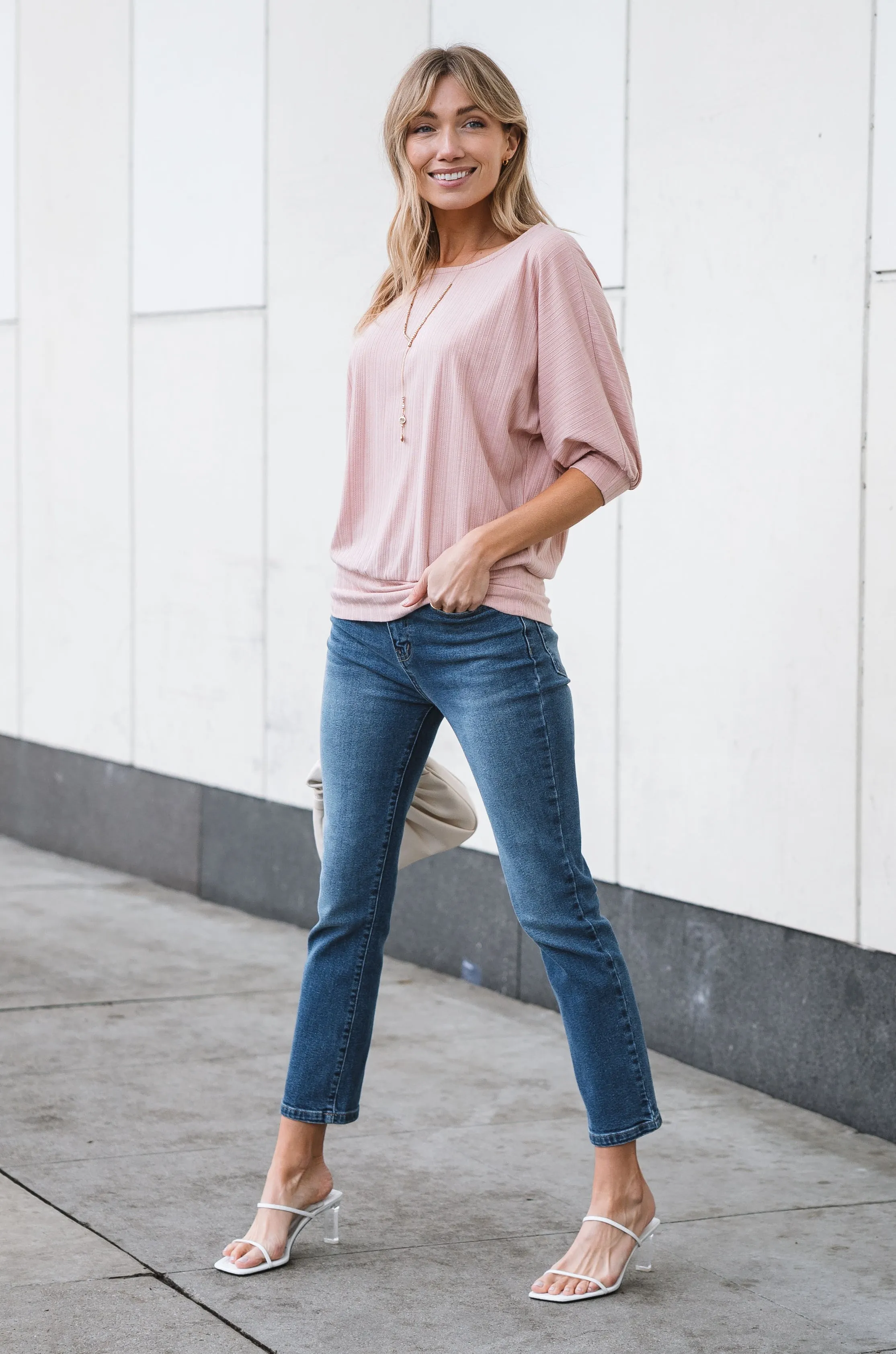 Blush Away Blouson Sleeve Top