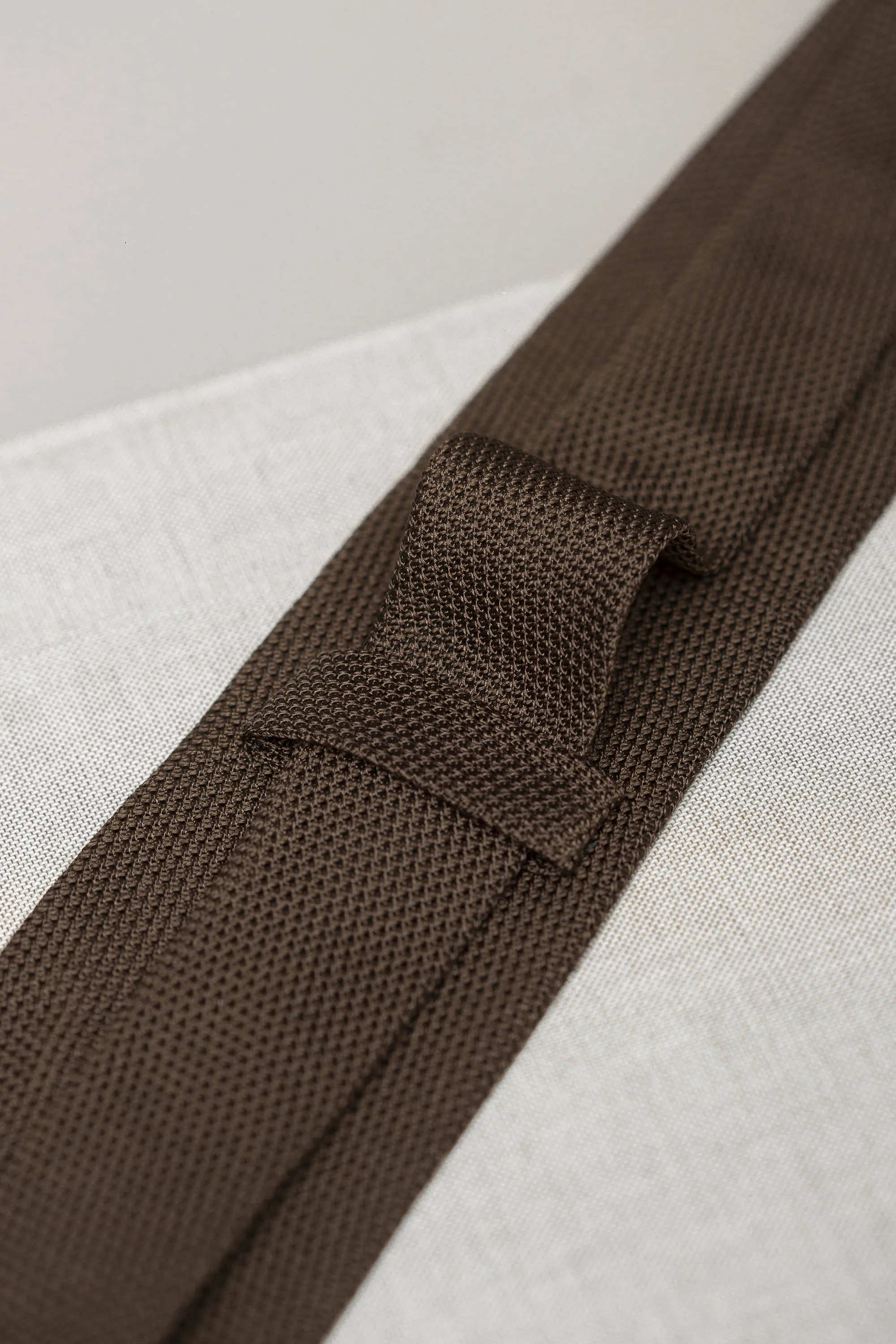 Brown grenadine silk tie - Hand Made In Italy