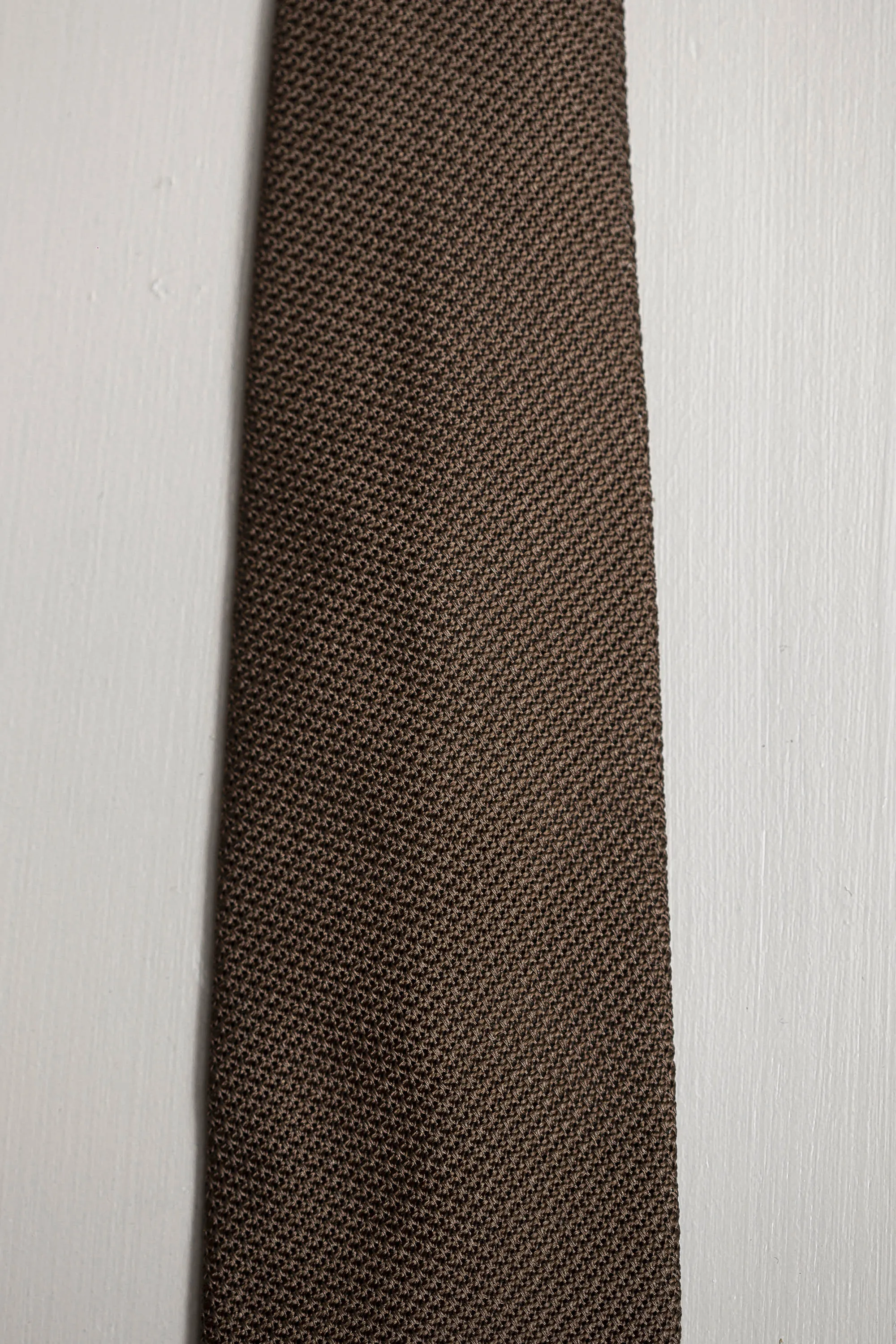 Brown grenadine silk tie - Hand Made In Italy