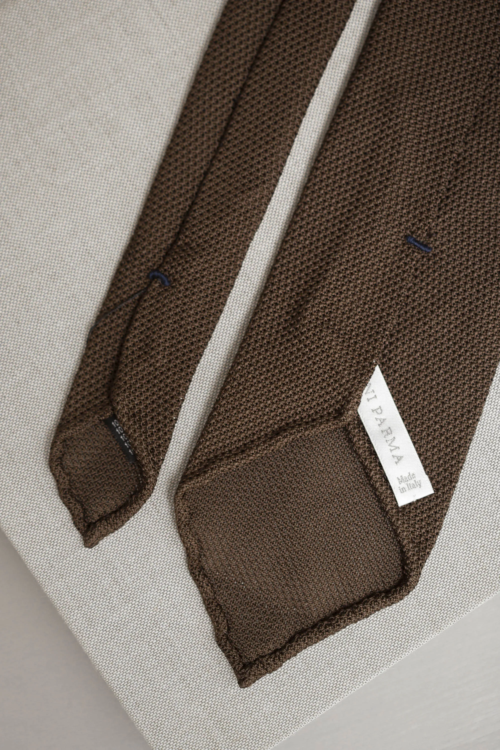 Brown grenadine silk tie - Hand Made In Italy