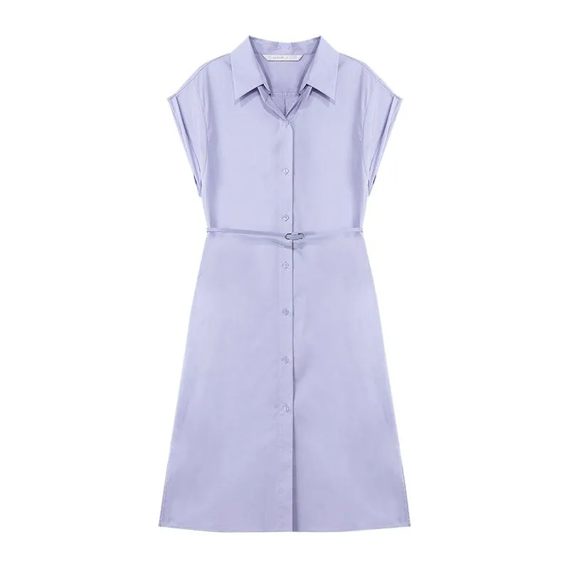 Cotton Shirt Collar Dress