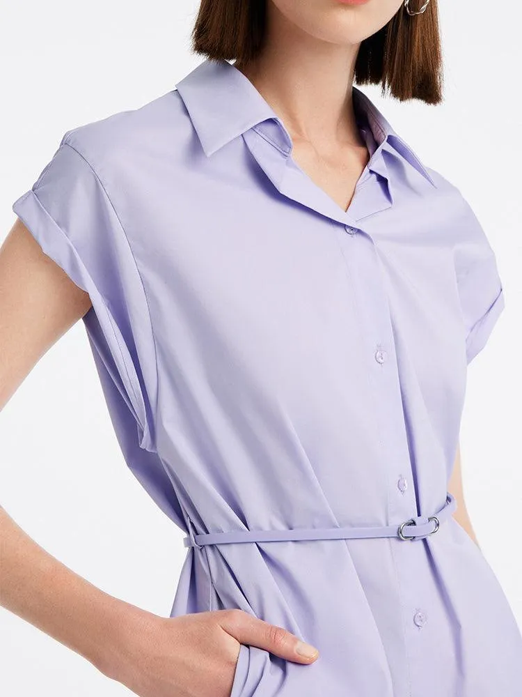 Cotton Shirt Collar Dress