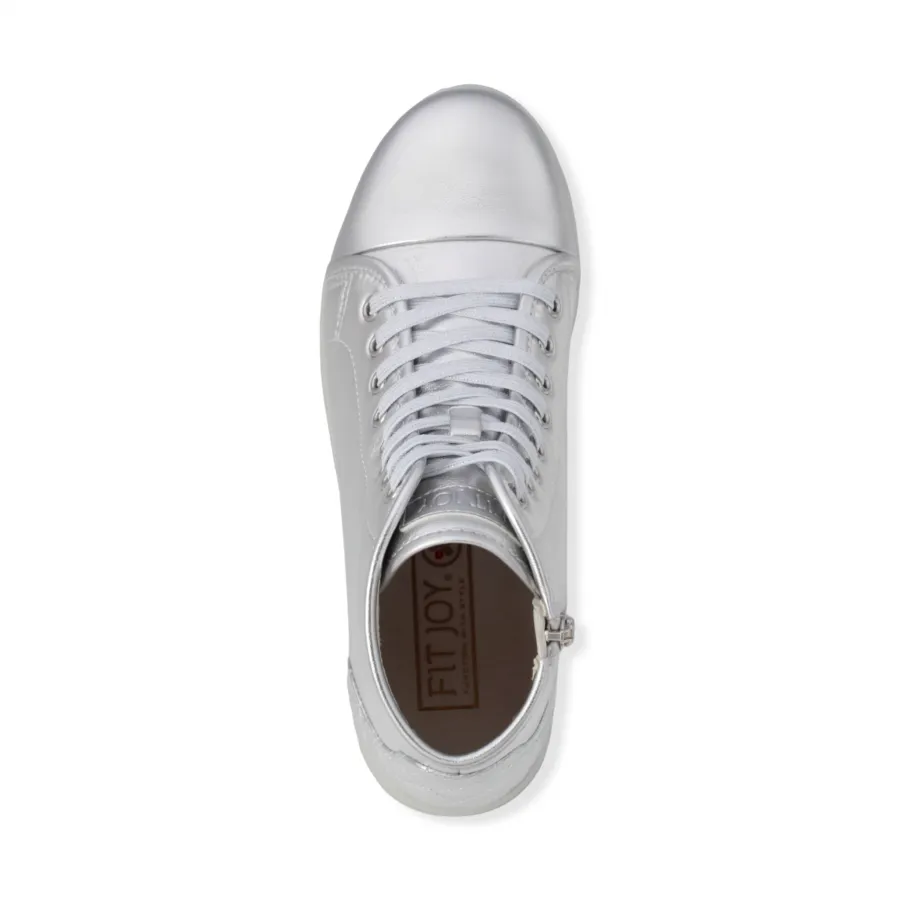 High-cut lace-up sheepskin leather sneakers with zipper  #FJ085