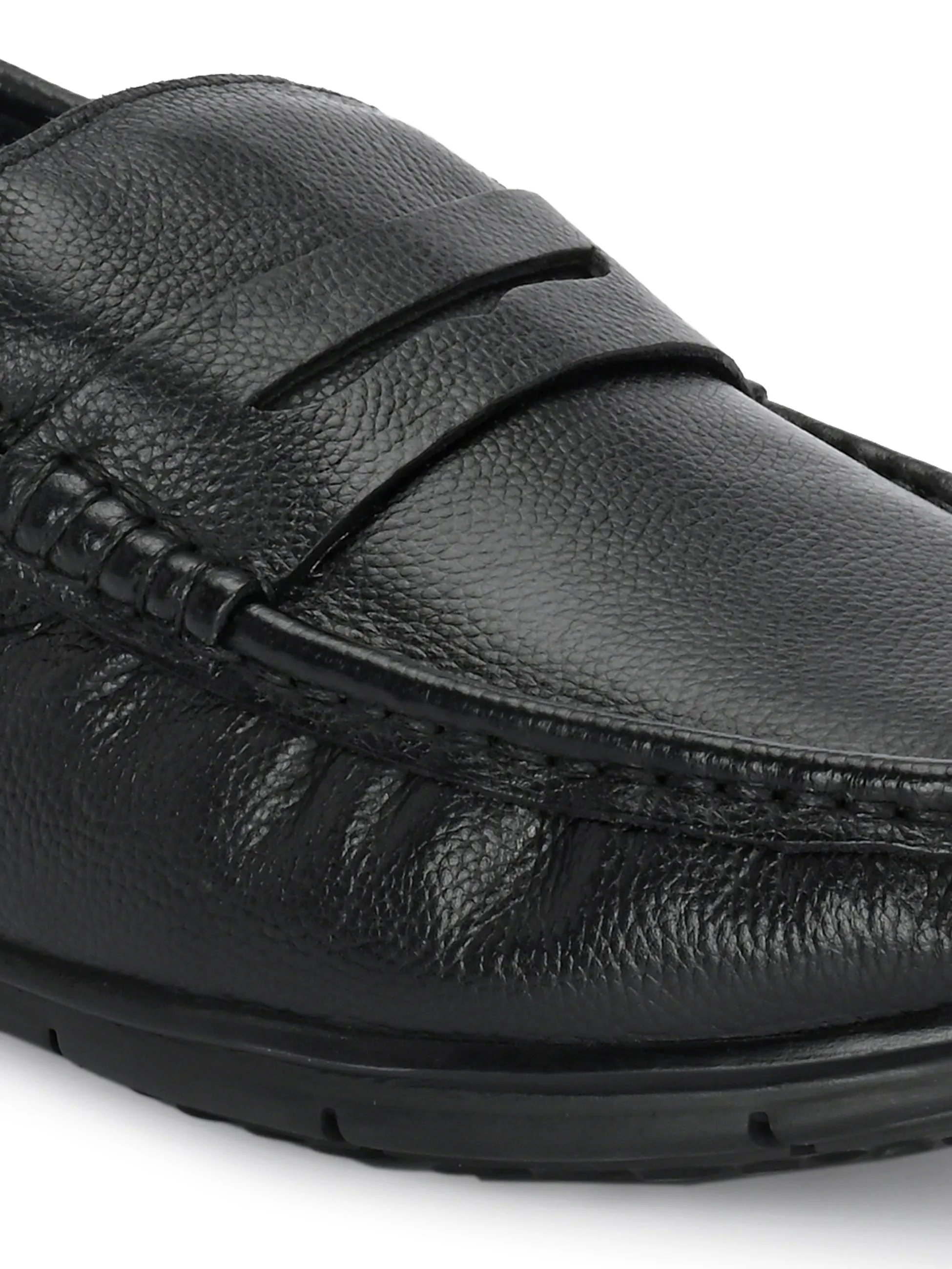 Hitz Men's Black Leather Casual loafers