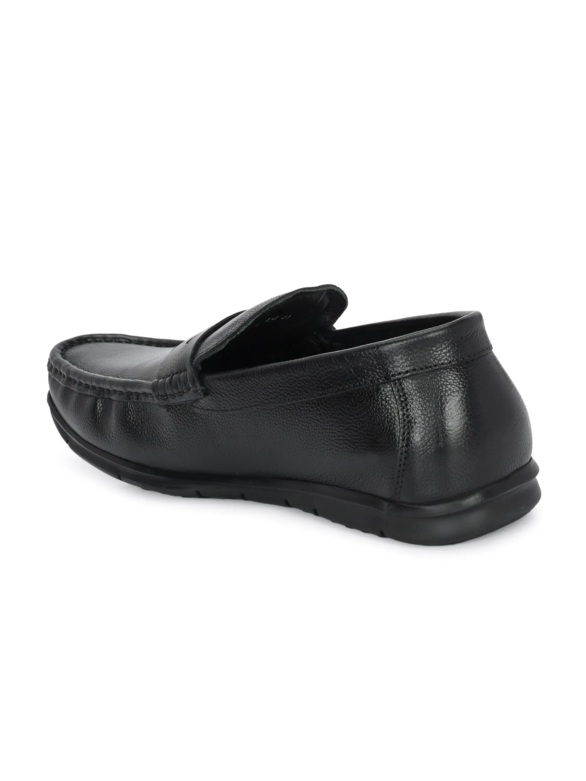 Hitz Men's Black Leather Casual loafers