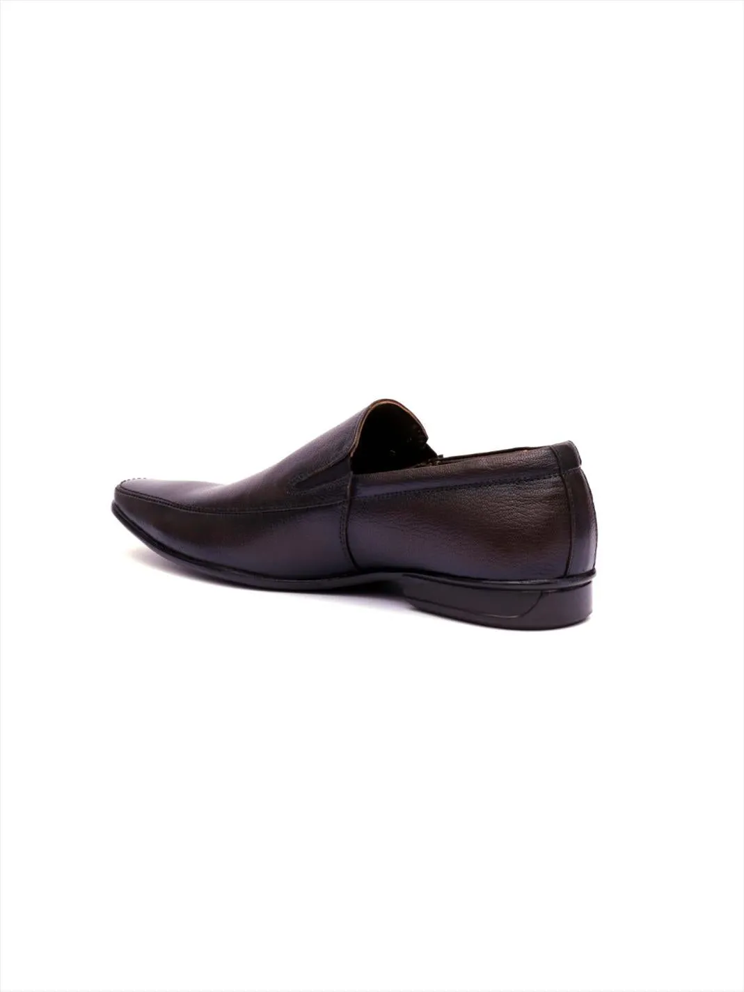 Hitz Men's Brown Leather Slip-On Formal Shoes