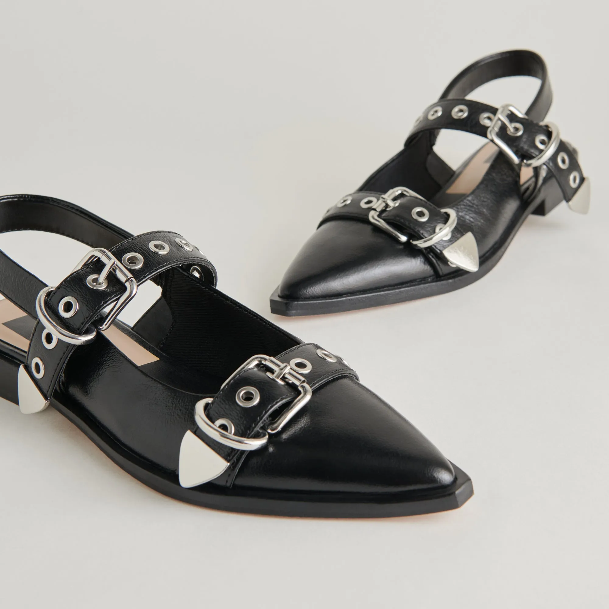 Midnight Crinkle Patent Label Flats