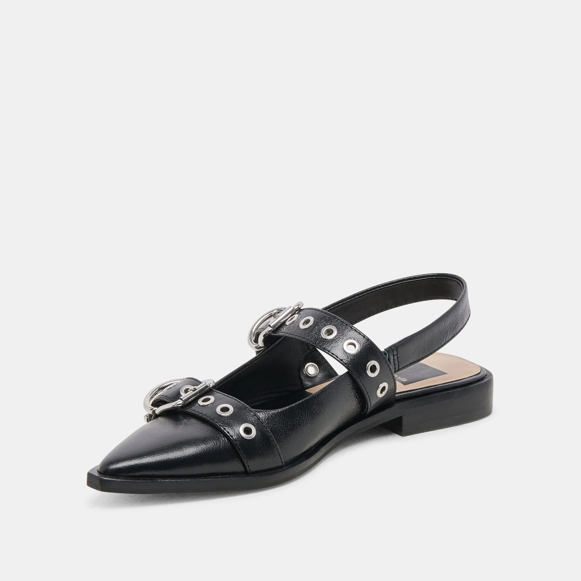 Midnight Crinkle Patent Label Flats