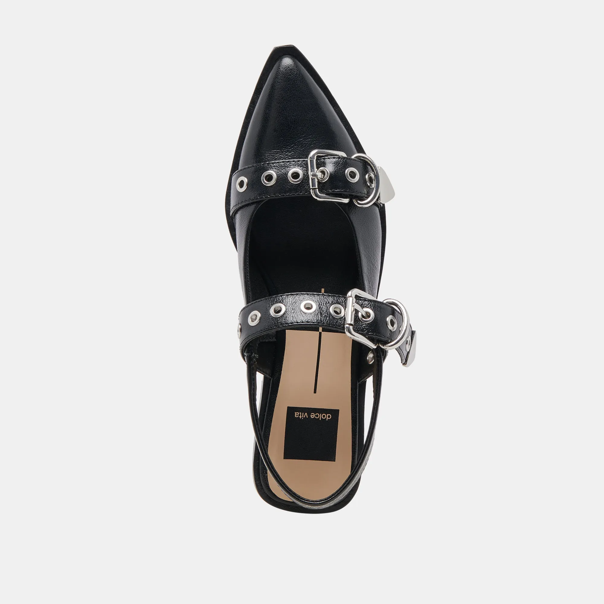 Midnight Crinkle Patent Label Flats