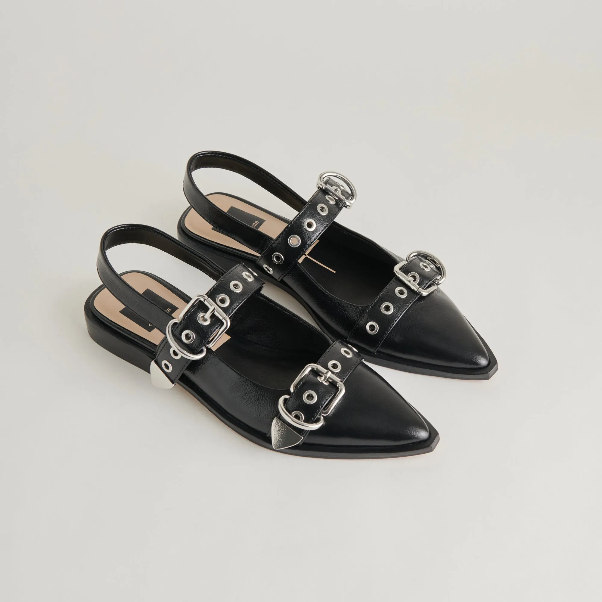 Midnight Crinkle Patent Label Flats