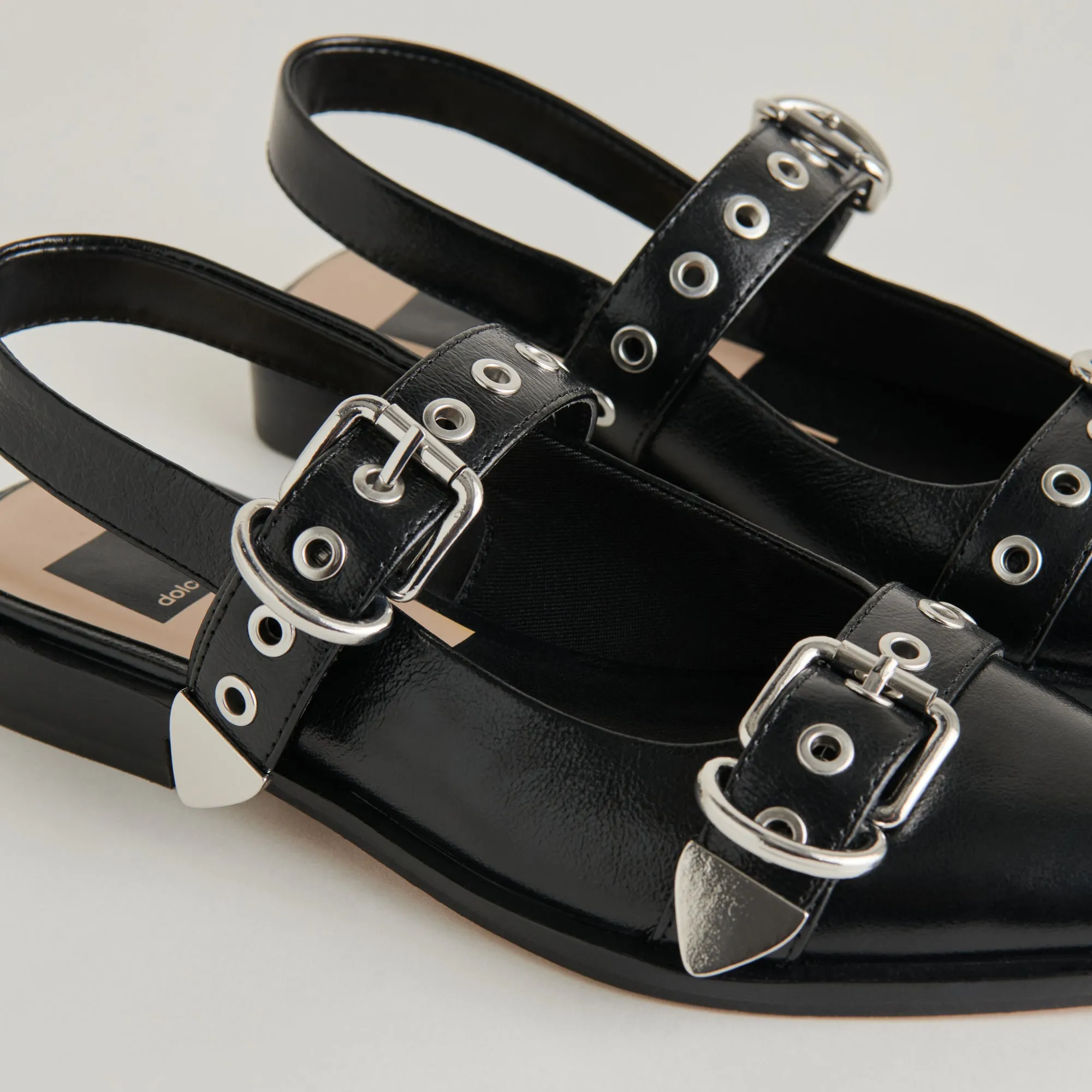 Midnight Crinkle Patent Label Flats