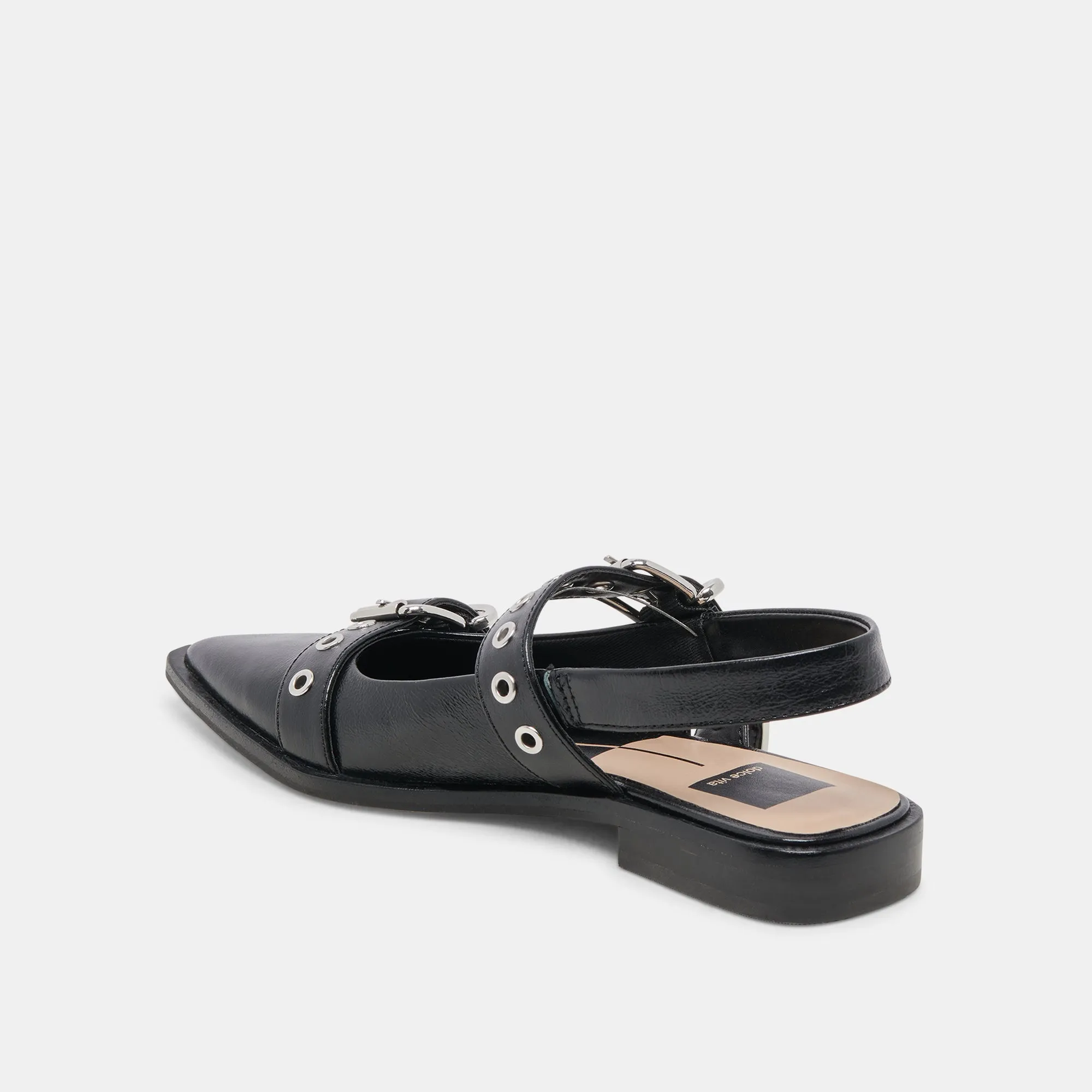 Midnight Crinkle Patent Label Flats