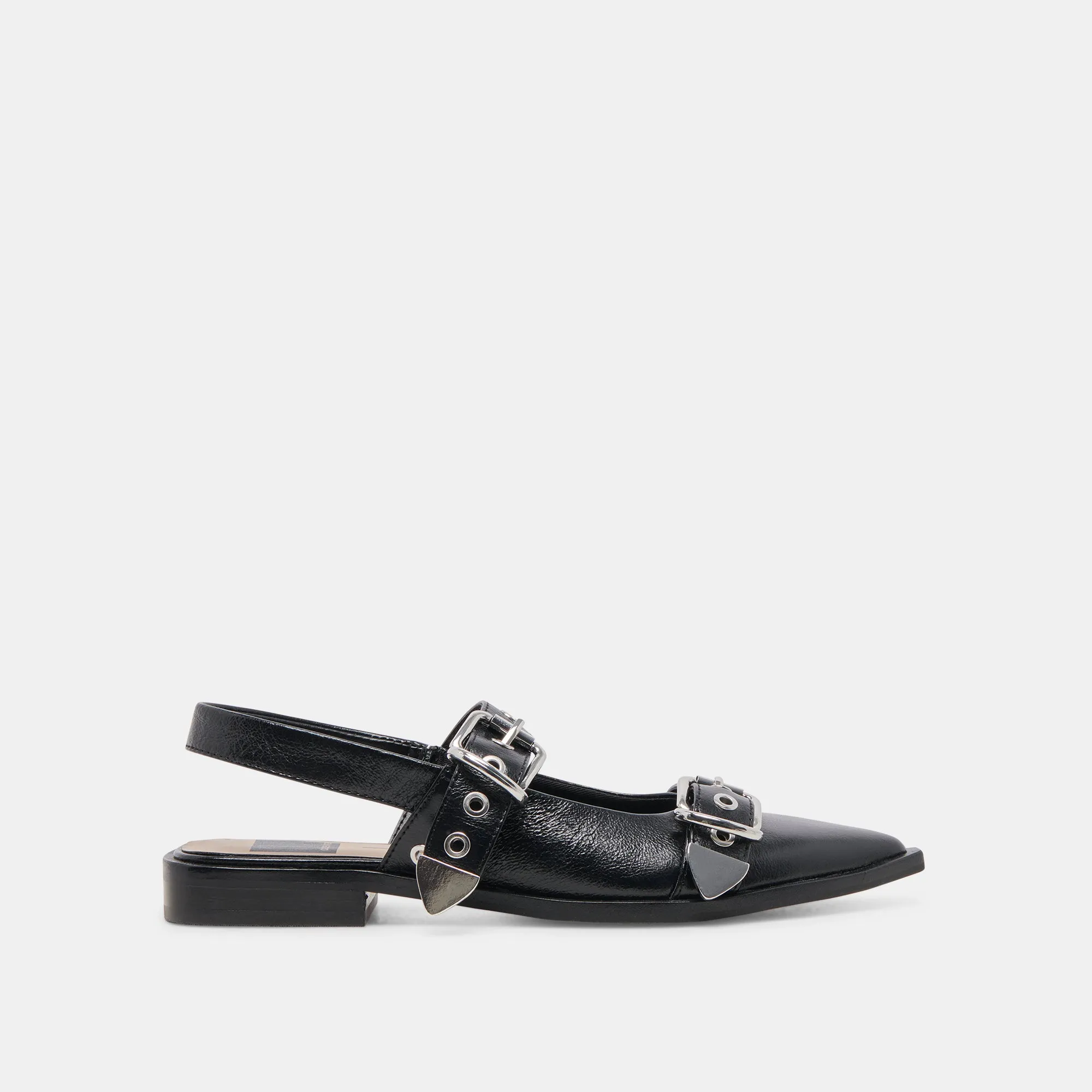 Midnight Crinkle Patent Label Flats