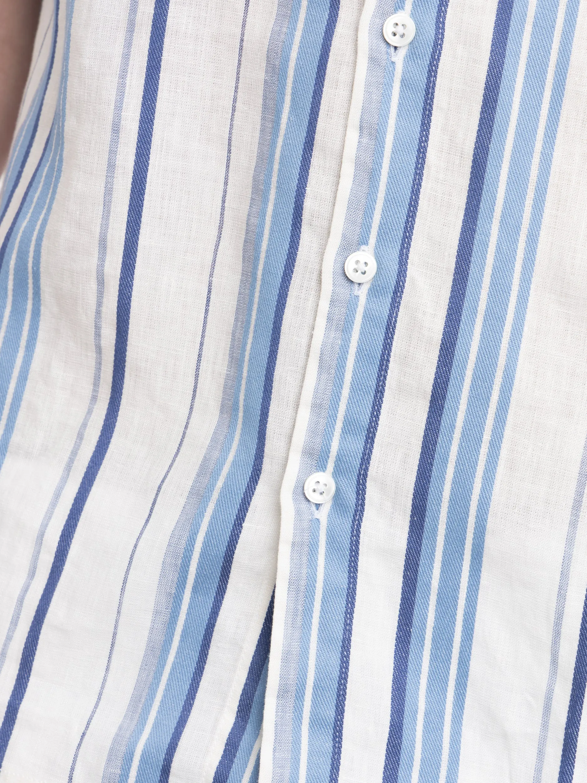 Navy/White Striped Short Sleeve Kent Collar Shirt