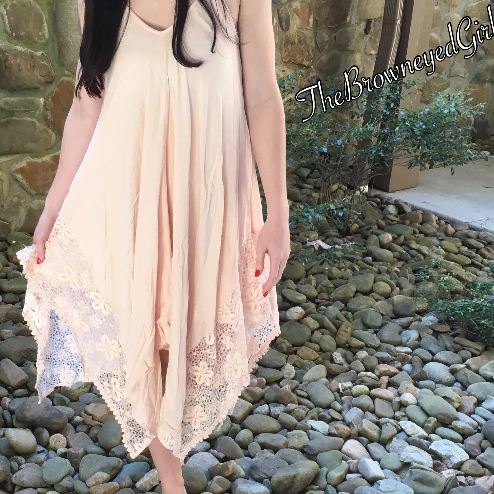 Peaches & Lace Handkerchief Dress