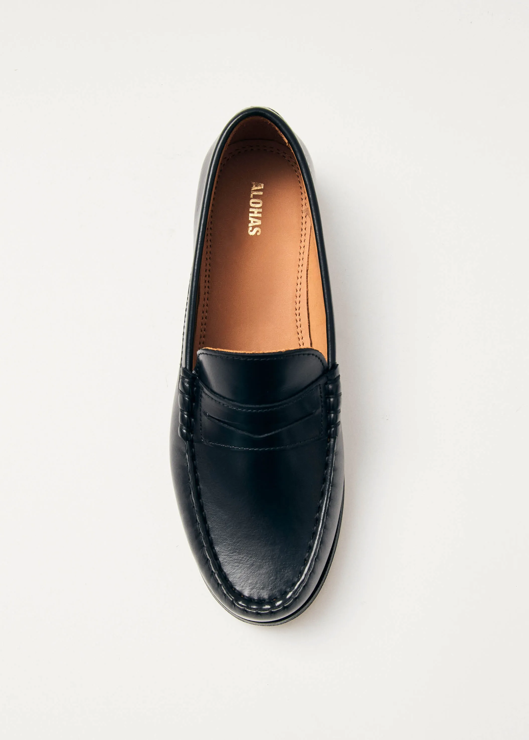 Rivet Black Leather Loafers