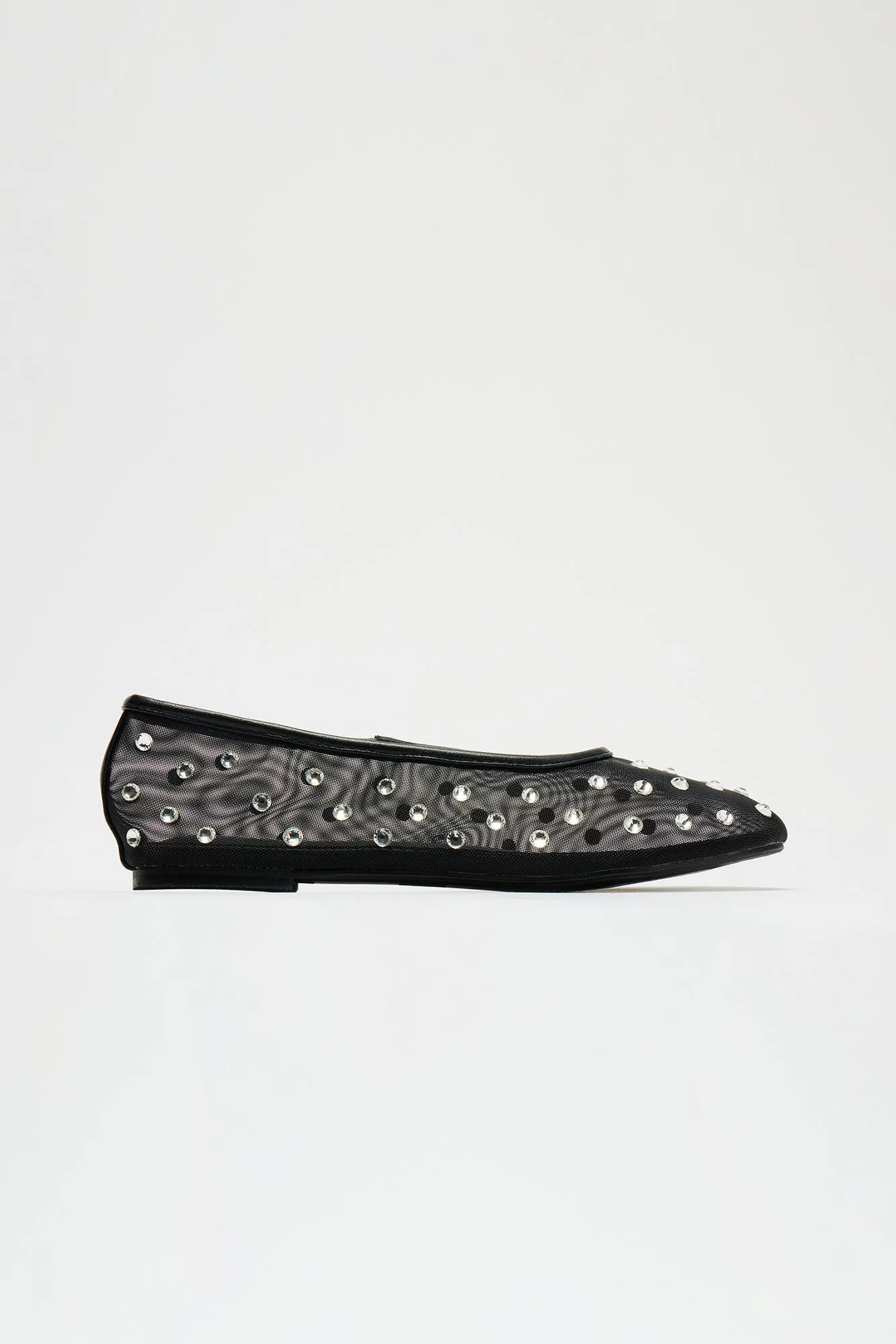 See Me Again Rhinestone Ballet Flats - Black