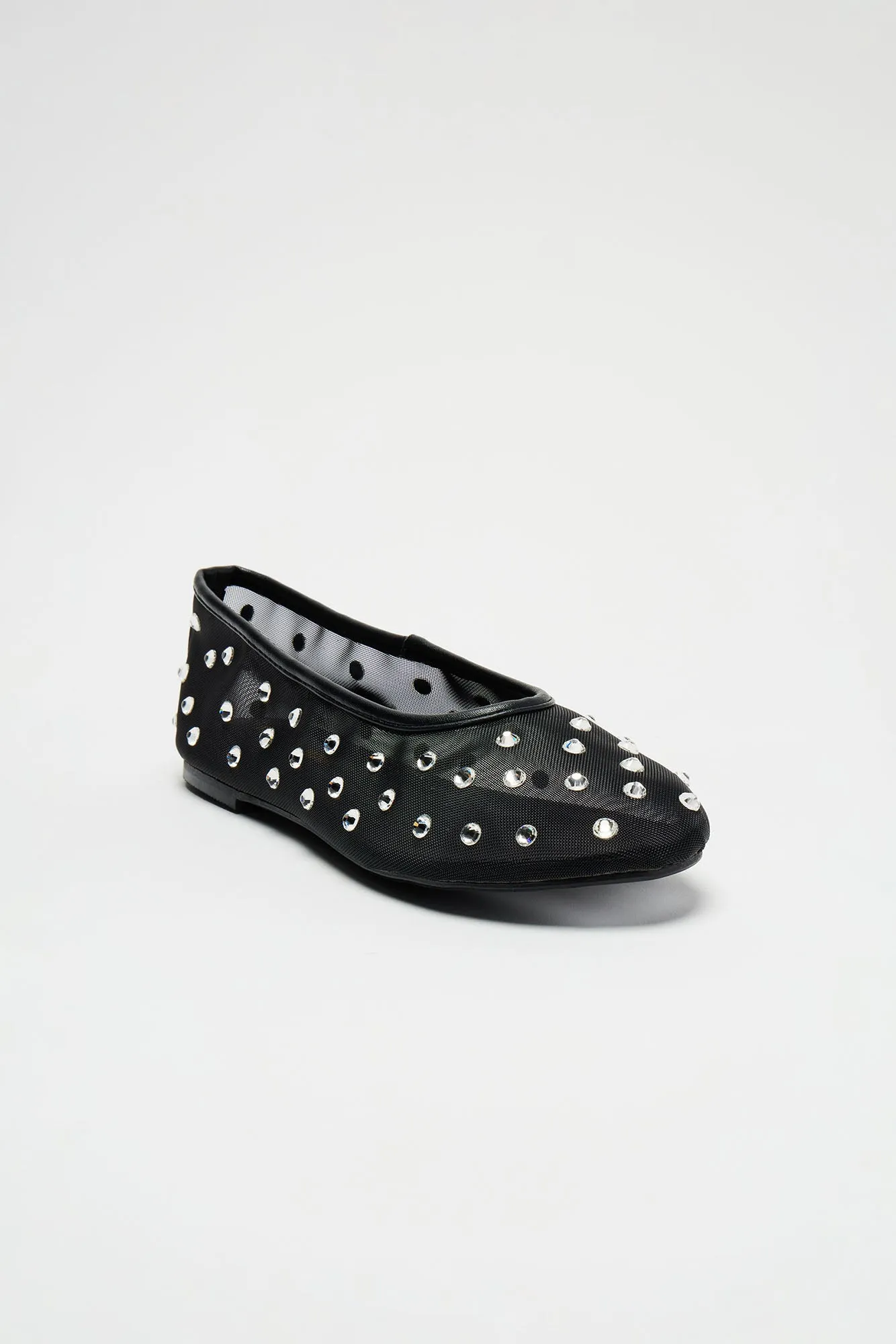 See Me Again Rhinestone Ballet Flats - Black