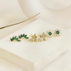 Sparkling Emerald Earrings Set