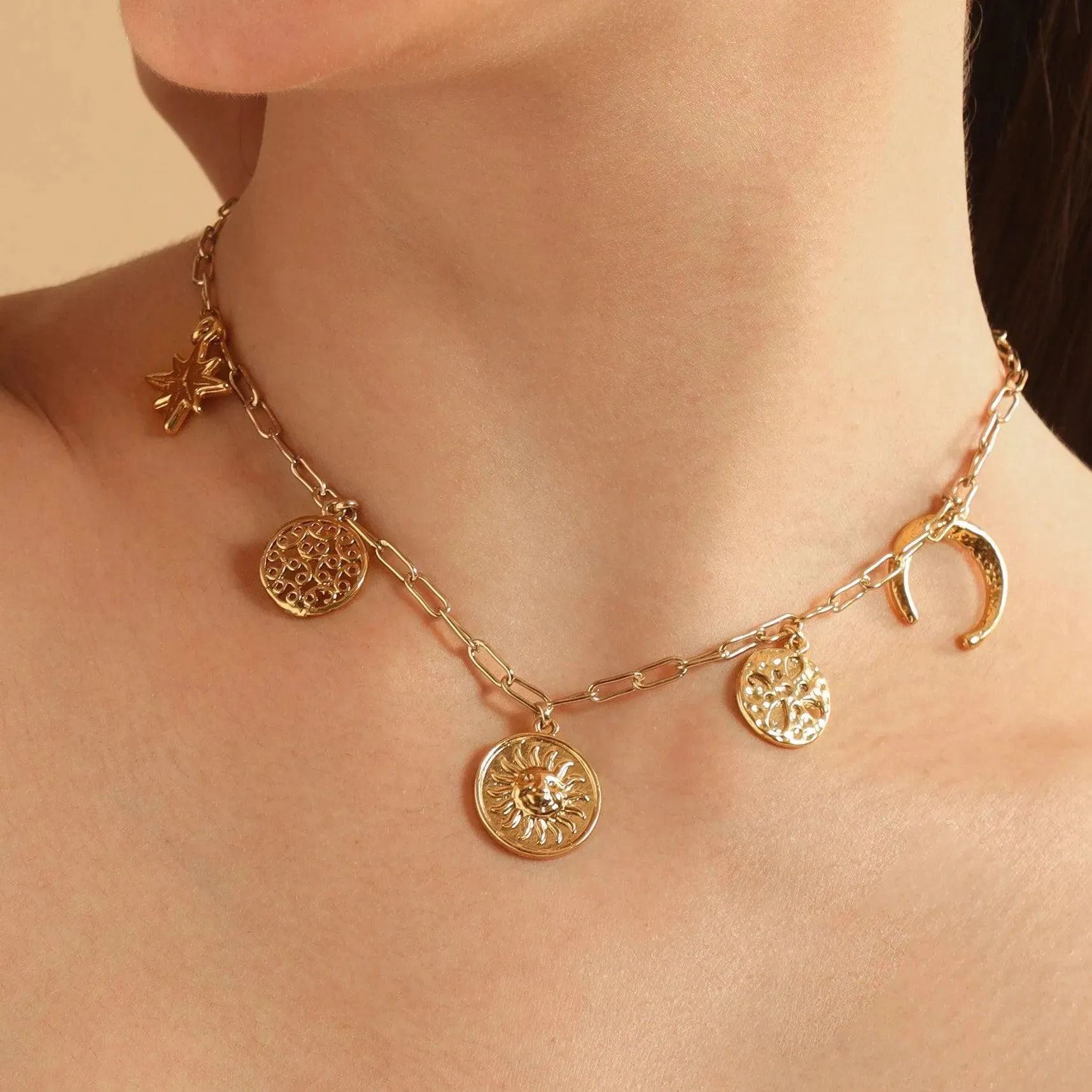 TFC Multi Charms Gold Plated Necklace