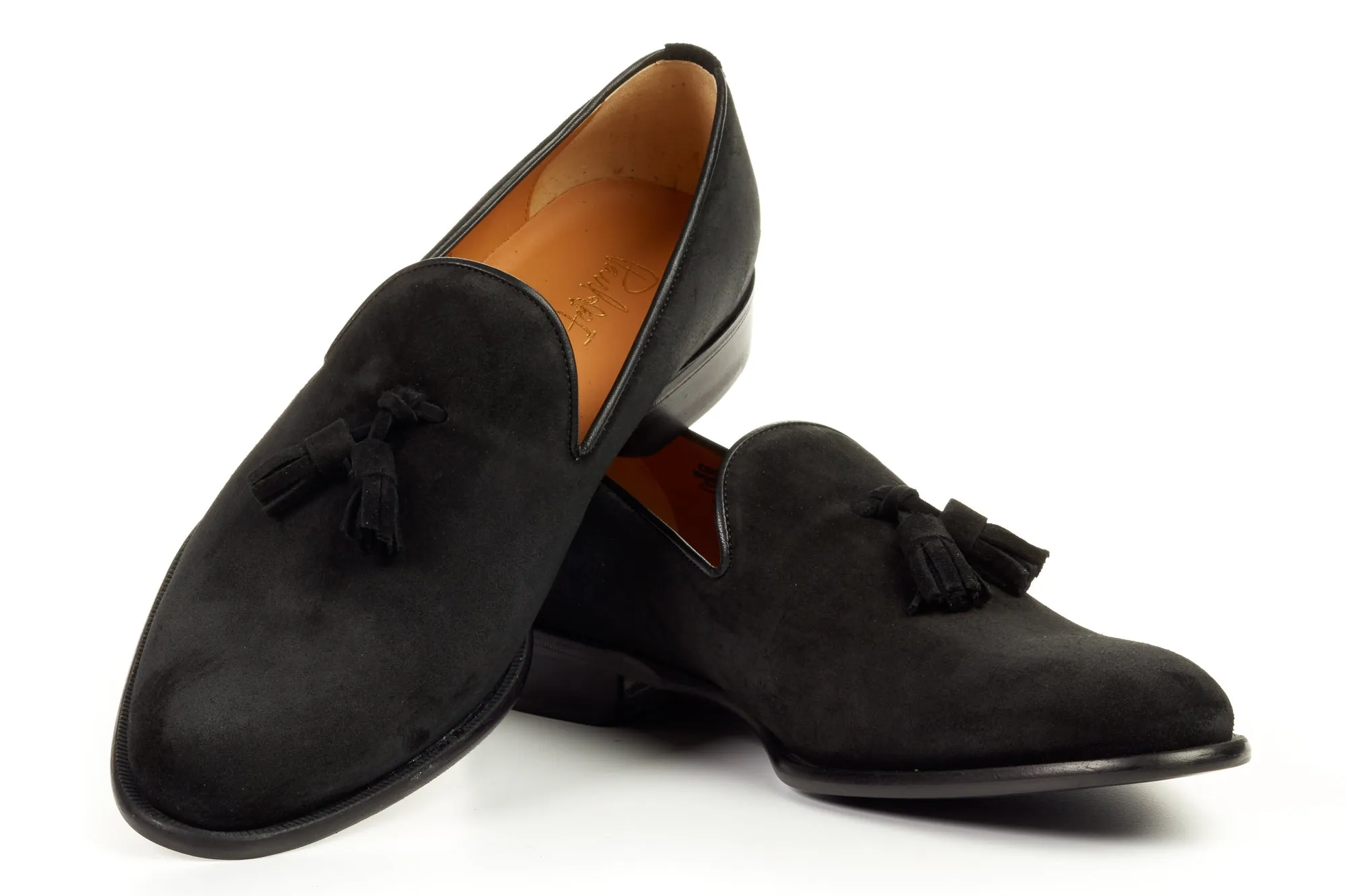 The Chaplin Tassel Loafer - Nero Suede