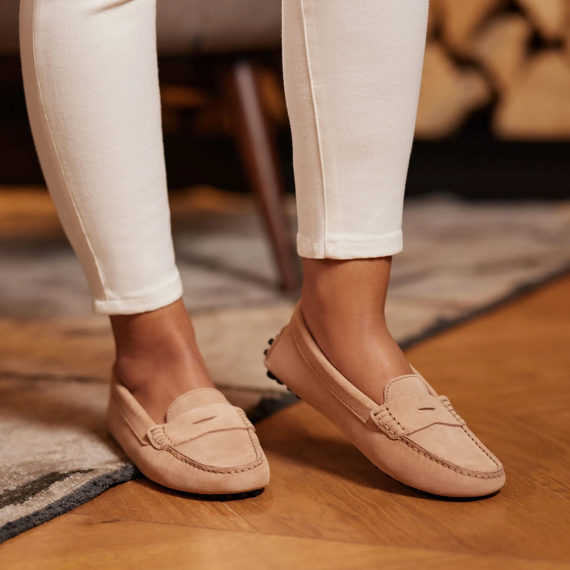 Vendôme Marie beige suede moccasins